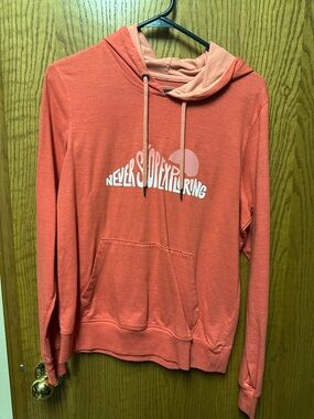 The North Face Coral/Peach Pullover Hoodie - 'Never Stop Exploring'